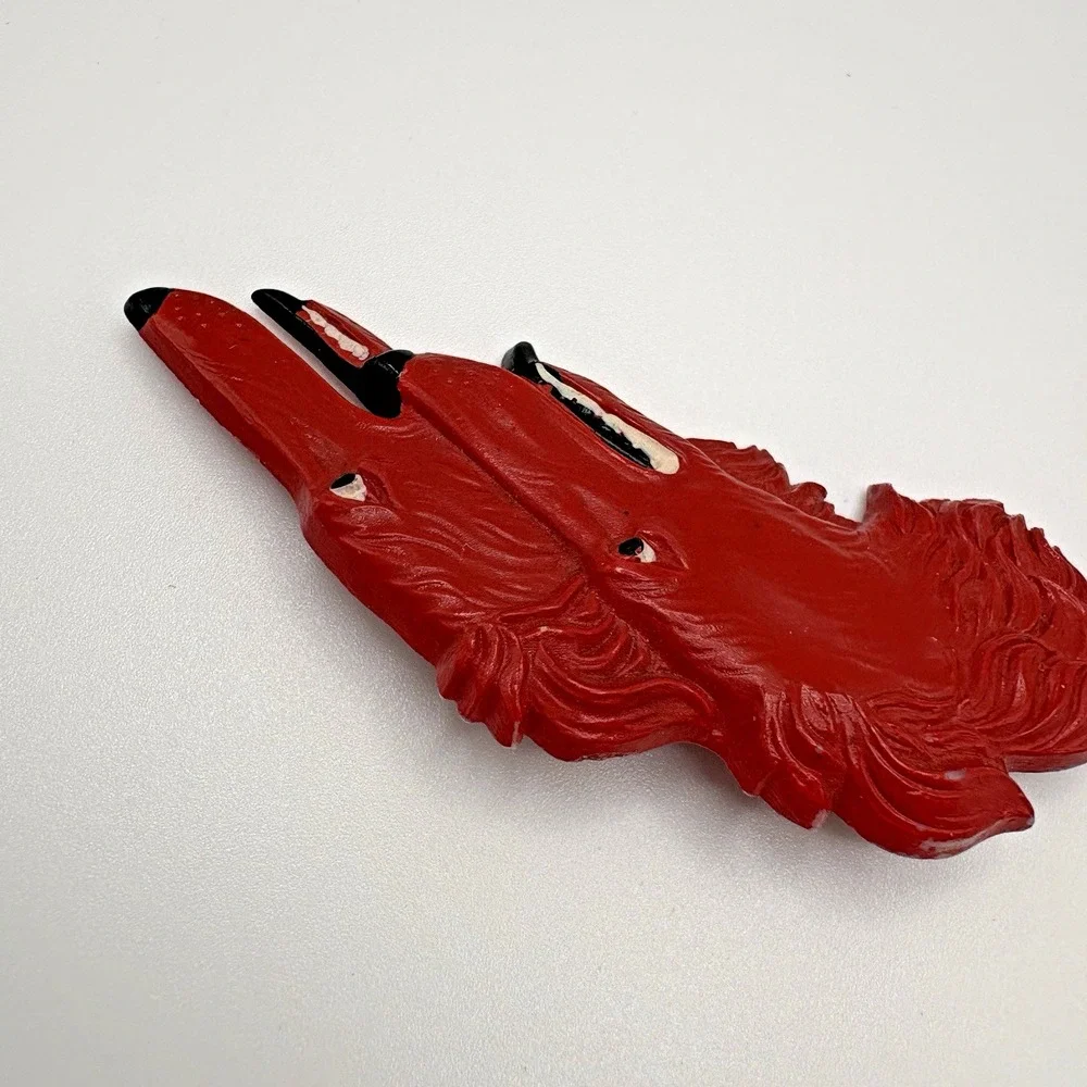 Vintage Art Deco Celluloid Dog Brooch Borzoi Greyhound Hand Painted